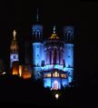 Lyon during the festival of lights: Basilique Notre Dame de Fourvi�re